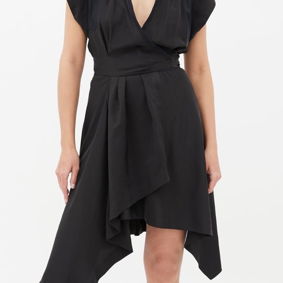 ISABEL MARANT Georgette Lief Black Wrap Dress - Picture 2 of 10